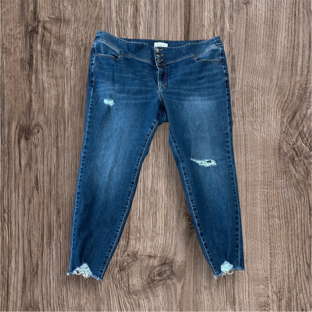 Lane Bryant Jeans Size 22 Ankle Curvy High Rise Flex Magic Waistband Distressed